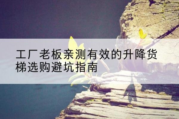 合水升降货梯怎么选-工厂老板亲测有效的升降货梯选购避坑指南